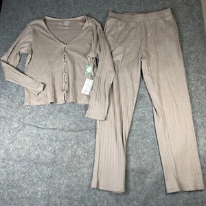 Joie Pajama Set Womens Small Organic Cotton Light Mauve Pink Eyelet Loungewear - Picture 1 of 18