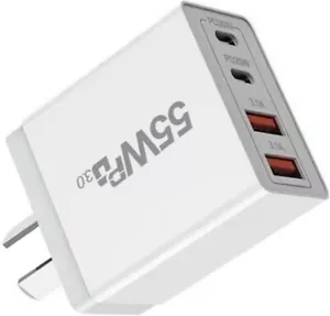 55W 4 Port USB-C PD Fast Charging Wall USB C Charger Power Adapter Type-C Brick - Picture 1 of 13
