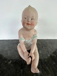 Antique Bisque porcelain seated piano baby Gustav Heubach Germany 8"H - Picture 1 of 14