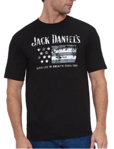 Jack Daniel's JD with Distressed Flag Short Sleeve T-Shirt Graphic - Picture 1 of 1