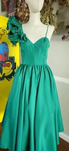 Vintage 1980s Ruffled Sleeve Green Prom Dress As Pictured By Joy Stevens As... - Picture 1 of 4