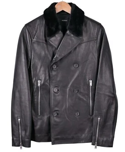 Chaqueta de Cuero Negra The Kooples Piel de Cordero Doble Pecho Motociclista Cremallera S - Imagen 1 de 10