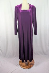 Coldwater Creek lila Langarm Samt Maxikleid formell volle Länge Gr. XL - Bild 1 von 7