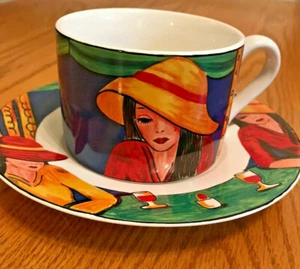 Juego de platillos taza café café café Sango Vintage Art Deco China 4882 le/3 - Imagen 1 de 8