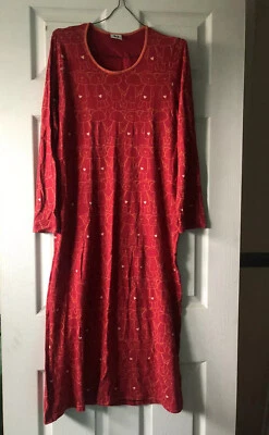 Ladies Nanso Red Teddy Bear Design Long Sleeved Maxi Dress Size M - Image 1 of 4