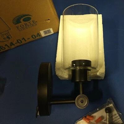 Forte Lighting Jayden 1 Light Wall Sconce, Black/Clear - 5614-01-04 - Image 1 of 3