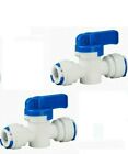 2x Ball Valve Quick Connect 1/4" Shut Off for Reverse Osmosis HMA Fridge Filters
