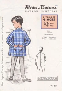 Vintage Sewing Pattern 1960s Boy's Apron Smock Shirt French Modes 9904 5-8 - Picture 1 of 4