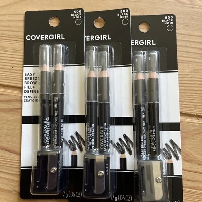 3* COVERGIRL Liner Easy Breezy Brow Fill Define Pencils Black Noir Lot Of 3 - Image 1 of 2