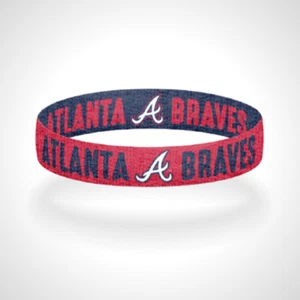 Reversible Atlanta Braves Bracelet Wristband Chop On Baseball - Picture 1 of 6