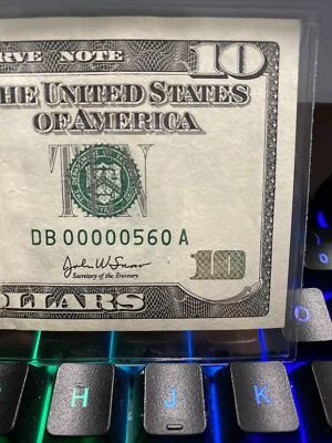 $10.00  2003  FANCY TRINARY LOW SERIAL NUMBER OOOOO560 EF LIARS POKER， TOP RARE！ - Image 1 of 3