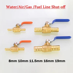 Brass Ball Valve 8mm 10mm 16mm 19mm Hose Barb Water/Air/Gas/Fuel Line Shut-off - Bild 1 von 12