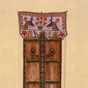 Pearl Textile,hand embroidered, Vintage bandhanwal, unique Animal tapestry art - Picture 1 of 8