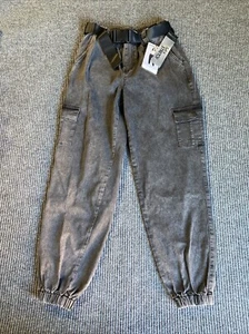 Jeans Simple Society donna 3/26 nero vita alta cargo jogger elasticizzato - Foto 1 di 12