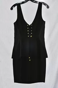 Victoria Secret Sleeveless Little Black Lace Corset Style Peplum Dress Size 6 - Picture 1 of 5