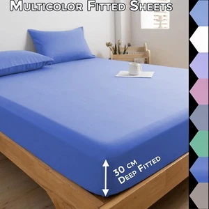 30cms (11") Extra Deep Fitted Sheets Single,Double, King, Super Size Bedding Set - Picture 1 of 120