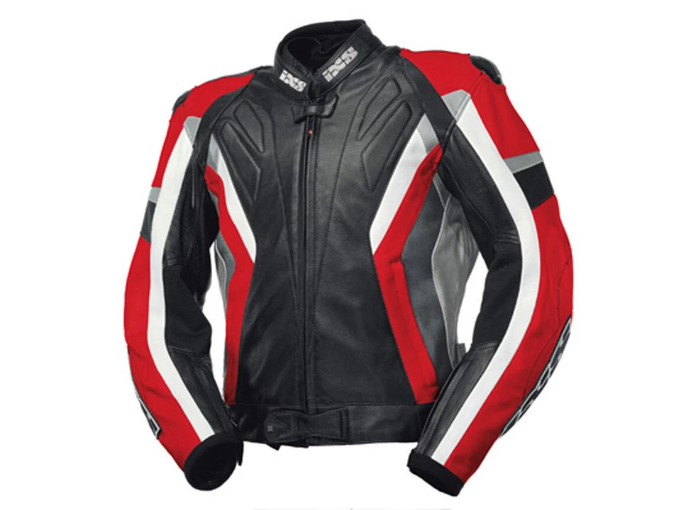 iXS Lederjacke Coronado | Schwarz-Rot-Weiß | Wasserdichte Jacke aus Rindsnapp... - Bild 1 von 1