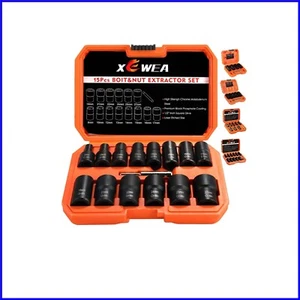 Precision 15-Piece Damaged Nut and Bolt Extractor Kit - Chrome Moly Construction - Picture 1 of 9