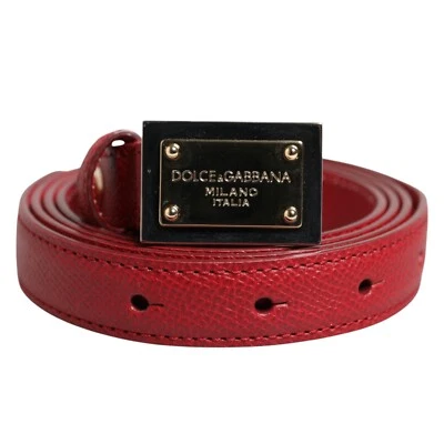 Пояс DOLCE & GABBANA красный кожаный квадратный с металлической пряжкой Cintura 105 см / 42 дюйма 300usd - Изображение 1 из 4