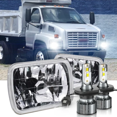 Newest for GMC C4500 C5500 C6500 C7500 C8500 Topkick 7x6" LED headlights HI/LO - Image 1 of 4