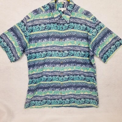 PIERRE CARDIN Camisa de Campamento Hawaiana a Rayas Floral Manga Corta Azul Talla Grande Foto 1 de 4