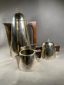 Juego de café vintage plateado art deco italiano de mediados de siglo moderno 4100 - Imagen 1 de 20