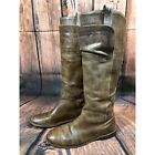 Frye Paige Tall Riding Boots Distressed Leather Tan Brown Taupe Womens 7.5 B (y4