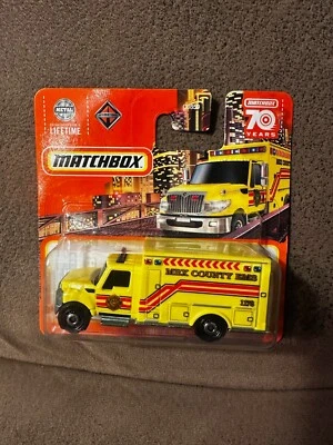  2023 Matchbox Short Card International Workstar Ambulance MBX County Toy Car  - Image 1 of 3