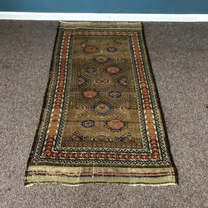 Authentischer antiker getragener afghanischer Teppich 36" x 69" - Bild 1 von 8