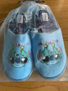BNWT Ladies Primark Lilo STITCH Blue Xmas Slippers, size 7-8 n Gift Bag - Picture 1 of 3