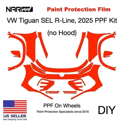 VW Tiguan SEL R-line 2025, kit precortado hágalo usted mismo, frente completo, brillo PPF, SIN CAPÓ Foto 1 de 4