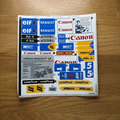 Lego Sticker Sheet for set 10353 Creator Expert Williams Racing FW14B Formula 1