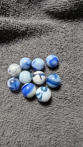 Lot of Ten Vintage Blue Marbles - Picture 1 of 3