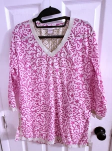 Gretchen Scott Women’s Size Small Pink Print 3/4 Sleeve Tunic Blouse - Picture 1 of 7