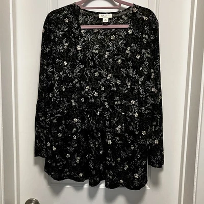 Top Style & Co para mujer 2X floral, con volantes, oscuro Foto 1 de 4