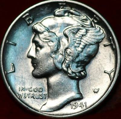 Uncirculated 1941 Philadelphia Mint Silver Mercury Dime - Image 1 of 2