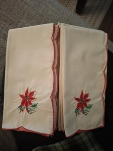 12 Vintage Weihnachten Weihnachtsstern Stechpalme rot grün Applikation Stoffservietten 14" Quadrat - Bild 1 von 3