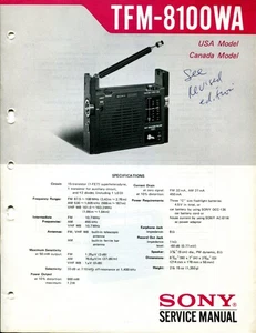 Sony TFM-8100WA FM/AM/VHF WB Tragbares Radio Serviceanleitung - Bild 1 von 3