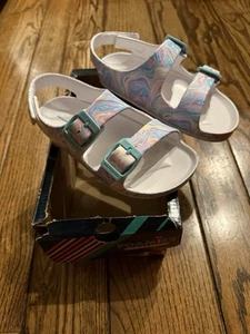 Skechers Foamies Sandals Pastel Swirl White Multi Girls Size 12 3 Straps New !!! - Picture 1 of 4