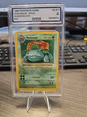 15/102 VENUSAUR HOLO SHADOWLESS - Grade AGS 4 - 1999 POKEMON BASE SET SHADOWLESS - Image 1 of 3