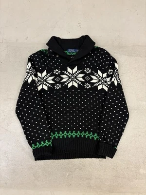 $225 Polo Ralph Lauren Cachemira Angora Tejido Delgado Copo de Nieve Chal Suéter Talla L Foto 1 de 4