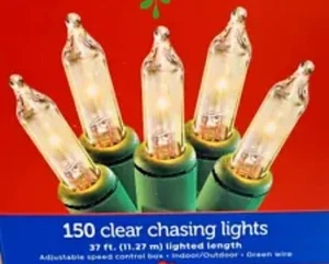 Clear CHASING Mini Lights String 150 Count Variable Speed Control Christmas 37' - Picture 1 of 4