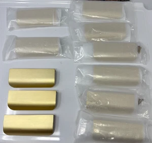 10 Pack Matte Gold Finger Pulls Cabinet Edge Pulls Brushed Brass Drawer Handles - Picture 1 of 6