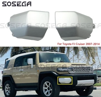 Tampas de extremidade de para-choque dianteiro prata esquerda e direita para Toyota FJ Cruiser 2007-2014 - Imagem 1 de 4