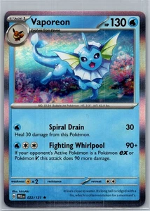 Pokémon TCG Vaporeon 022/131 Sv: Prismatic Evolutions Holo - Picture 1 of 2