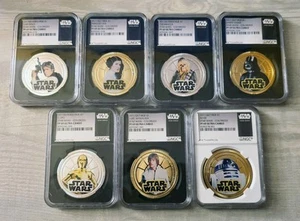 Set monete colorate Star Wars 2011 - 7 monete da $ 1 NGC PF69 Ultra cameo (Nilo) - Foto 1 di 9