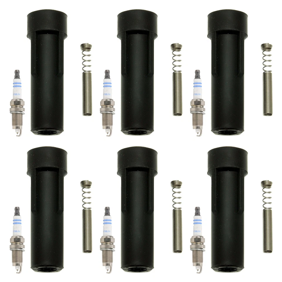 Kit de 6 bujías Bosch Platinum y botas bobina NGK para Cherokee TJ Wrangler 4L L6 Foto 1 de 1