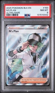 2025 POKEMON BLK EN-BLACK BOLT #163 N'S PLAN ULTRA RARE PSA 8 - Picture 1 of 2