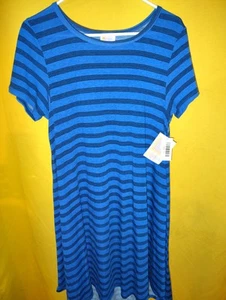 Lularoe Carly Women's Pullover Dress Size Small S NWT Dark Blue Black Stripe New - Picture 1 of 5