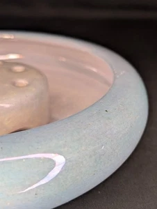 Antike Weller Glanz niedrige Schüssel mit Original Blumenfrosch 8" Lavendelblau - Bild 1 von 8